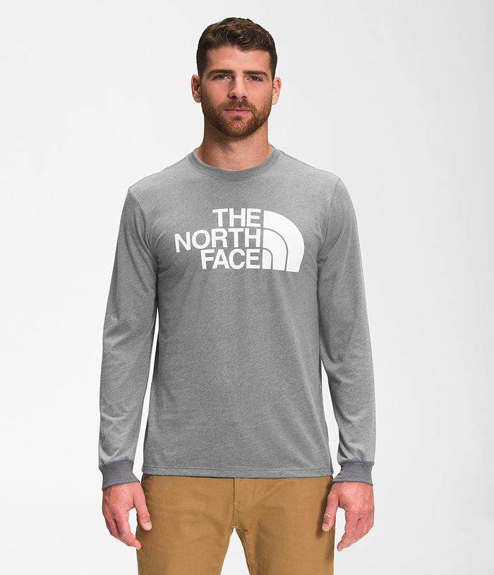 The North Face T-Shirts Long Sleeve Half Dome Grey - Mens - Thailand VWXFG-7583